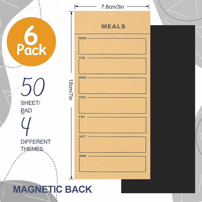 Utron 6 Pack Vintage Magnetic Notepads for Refrigerator, 50 pages/book Grocery List Magnet Pad for Fridge, Design Magnetic Grocery List Pad for Fridge, Grocery List Notepad, To-Do List - Image 2